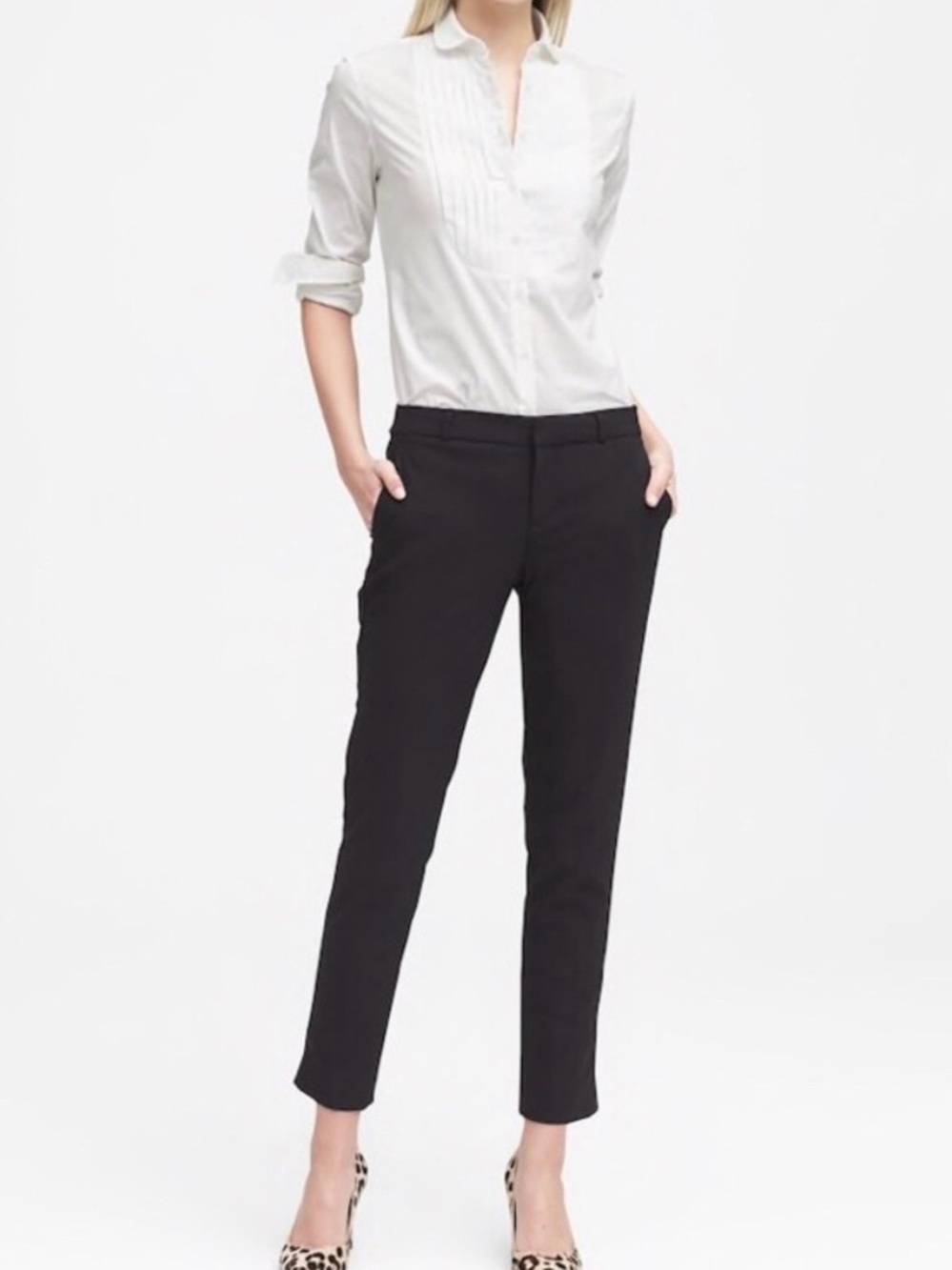 Banana Republic Black Cropped Slim Ankle Pants